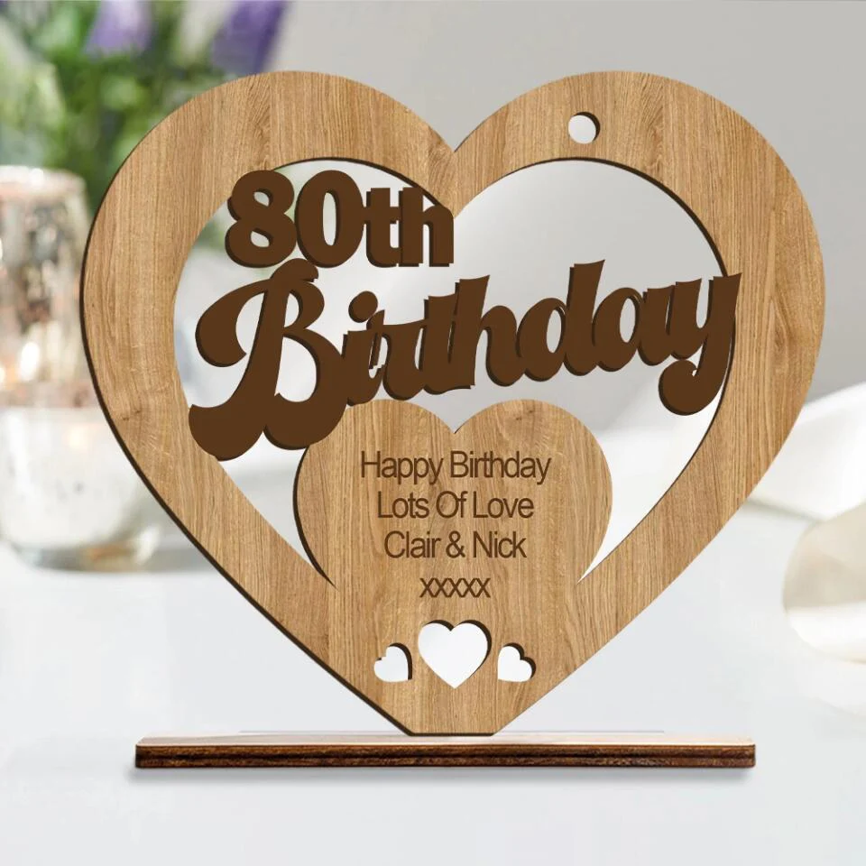 Personalized Birthday - Custom Age - Wooden Plaque - Heart Shape Plaque - 80th Birthday Gift - 80 Years Old - Birthday Gift - Gift for Beloved - 302ICNVSWP201 - Image 5