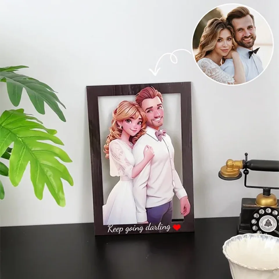Couple Wooden Sign Valentine Gifts For Him/Her - Personalized Cartoon Photo Frame - Wooden Sign - Anniversary Gift For Couples - Image 4