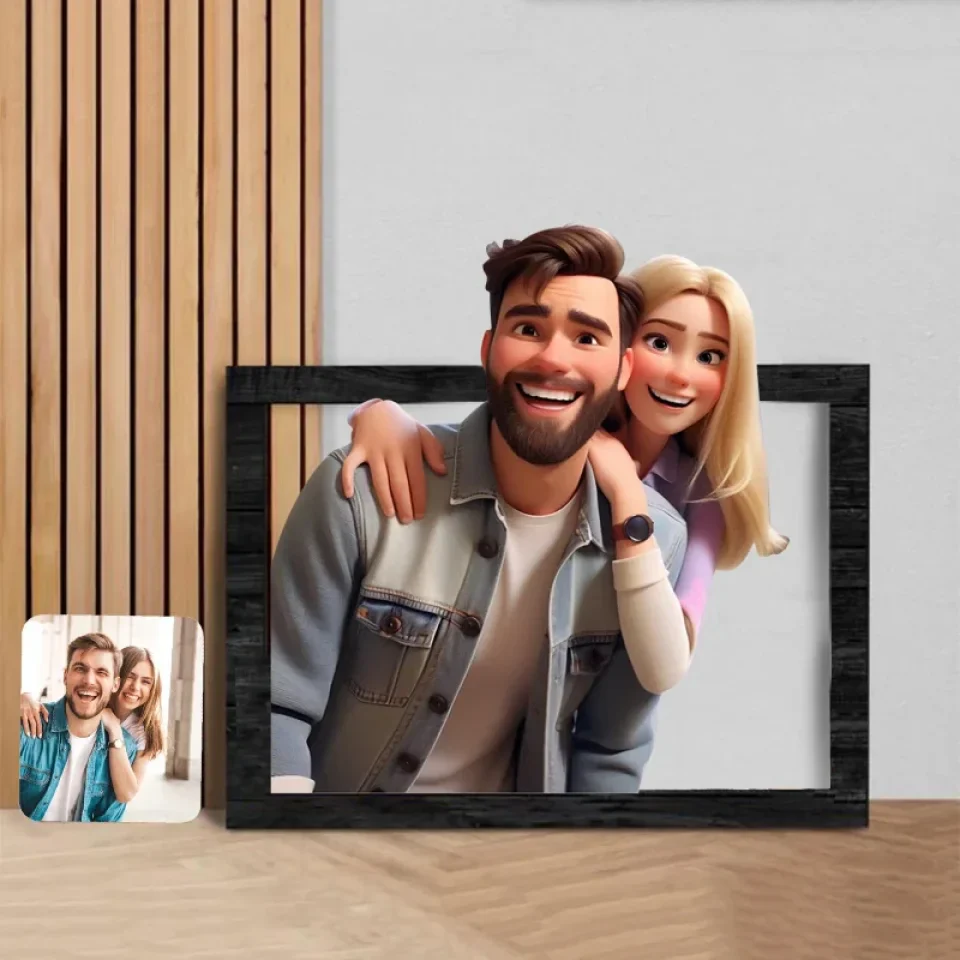 Couple Wooden Sign Valentine Gifts For Him/Her - Personalized Cartoon Photo Frame - Wooden Sign - Anniversary Gift For Couples - Image 5