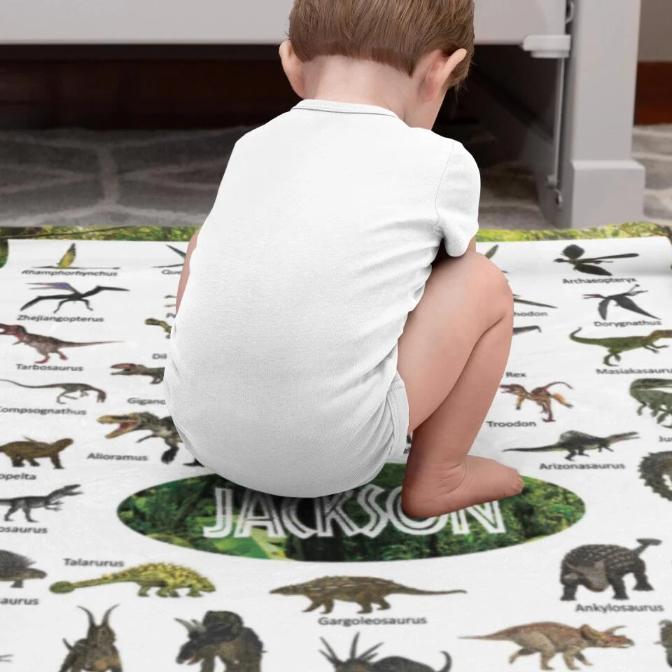 Personalized Dinosaur Blanket for Kids Gift - 50 Prehistoric Jurassic Dinosaurs - Fleece Blanket - Birthday Gift for Daughter Son Grandchildren - Gift for Dinosaur Lovers - 302ICNBNBL232 - Image 11