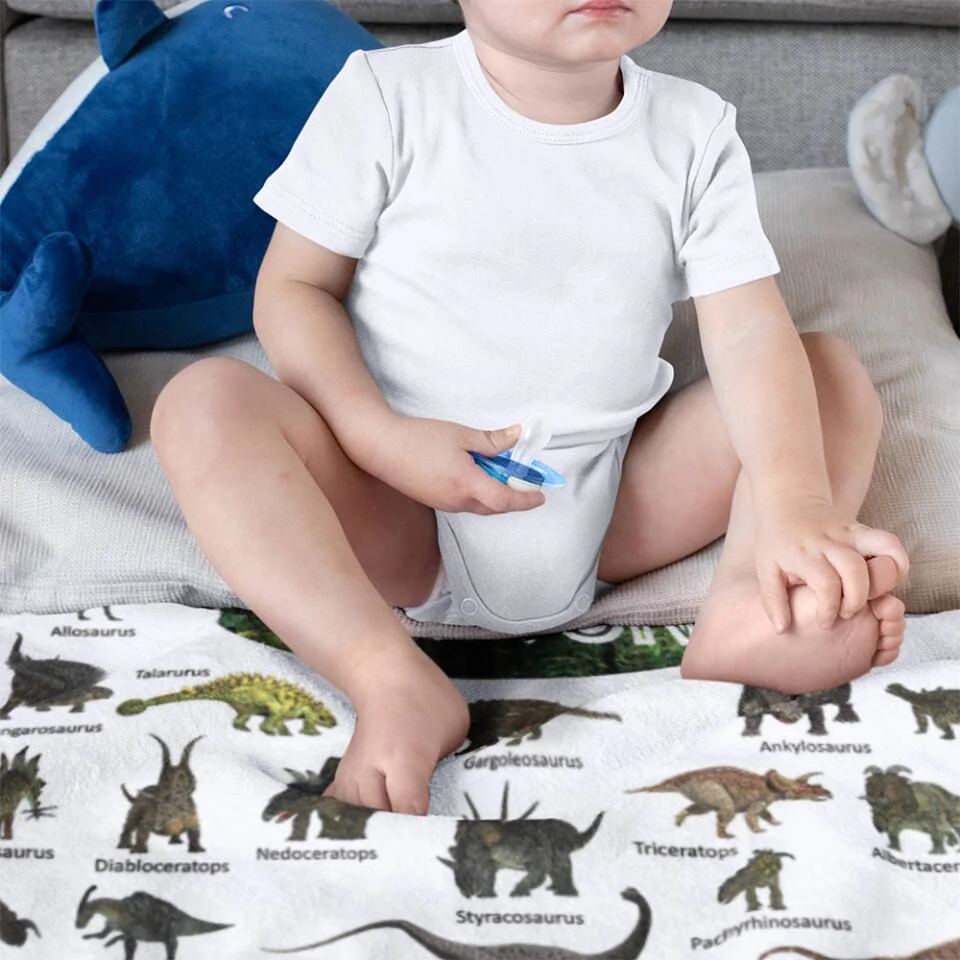 Personalized Dinosaur Blanket for Kids Gift - 50 Prehistoric Jurassic Dinosaurs - Fleece Blanket - Birthday Gift for Daughter Son Grandchildren - Gift for Dinosaur Lovers - 302ICNBNBL232 - Image 12