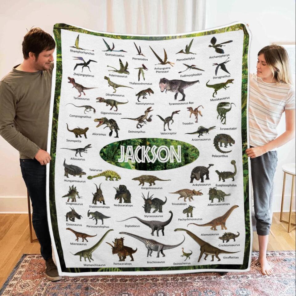 Personalized Dinosaur Blanket for Kids Gift - 50 Prehistoric Jurassic Dinosaurs - Fleece Blanket - Birthday Gift for Daughter Son Grandchildren - Gift for Dinosaur Lovers - 302ICNBNBL232 - Image 13