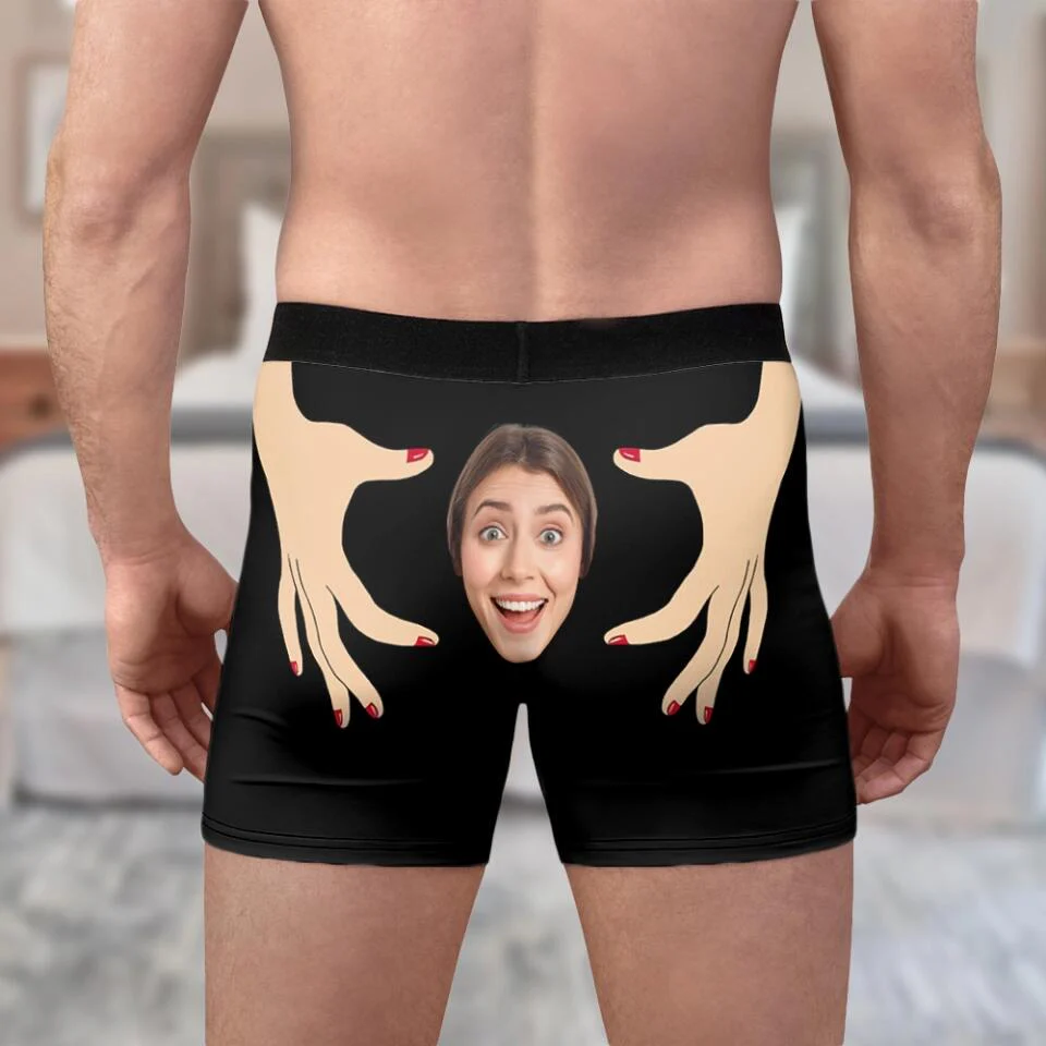 Personalized Face Photo With Hands On His Butt - CUSTOM FACE Men's BOXER SHORTS - Best Gift For Him Husband Boyfriend - 303IHPLNMB297 - Image 3