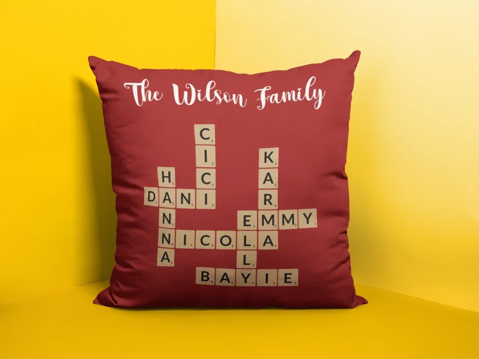 Personalized Family Crossword Puzzle Art Pillow - Square Pillow - Christmas, Family Unity Gifts - Image 6