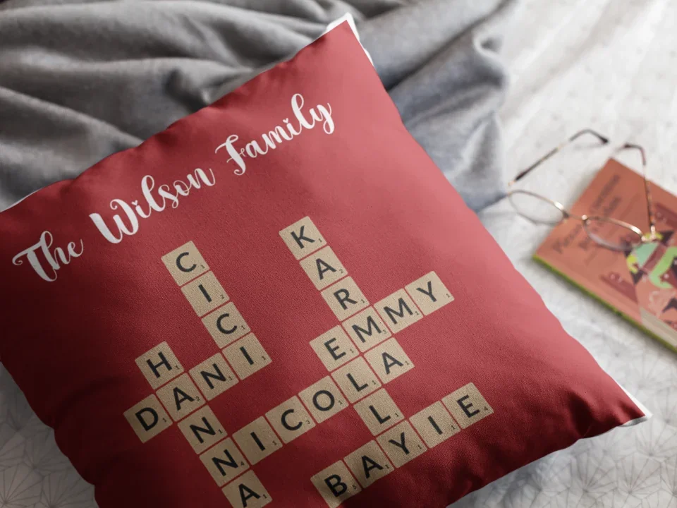 Personalized Family Crossword Puzzle Art Pillow - Square Pillow - Christmas, Family Unity Gifts - Image 8