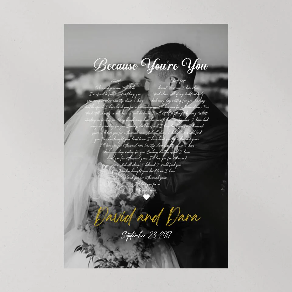 Personalized Favorite Song Lyrics And Photo Custom Canvas Poster Wedding Gifts