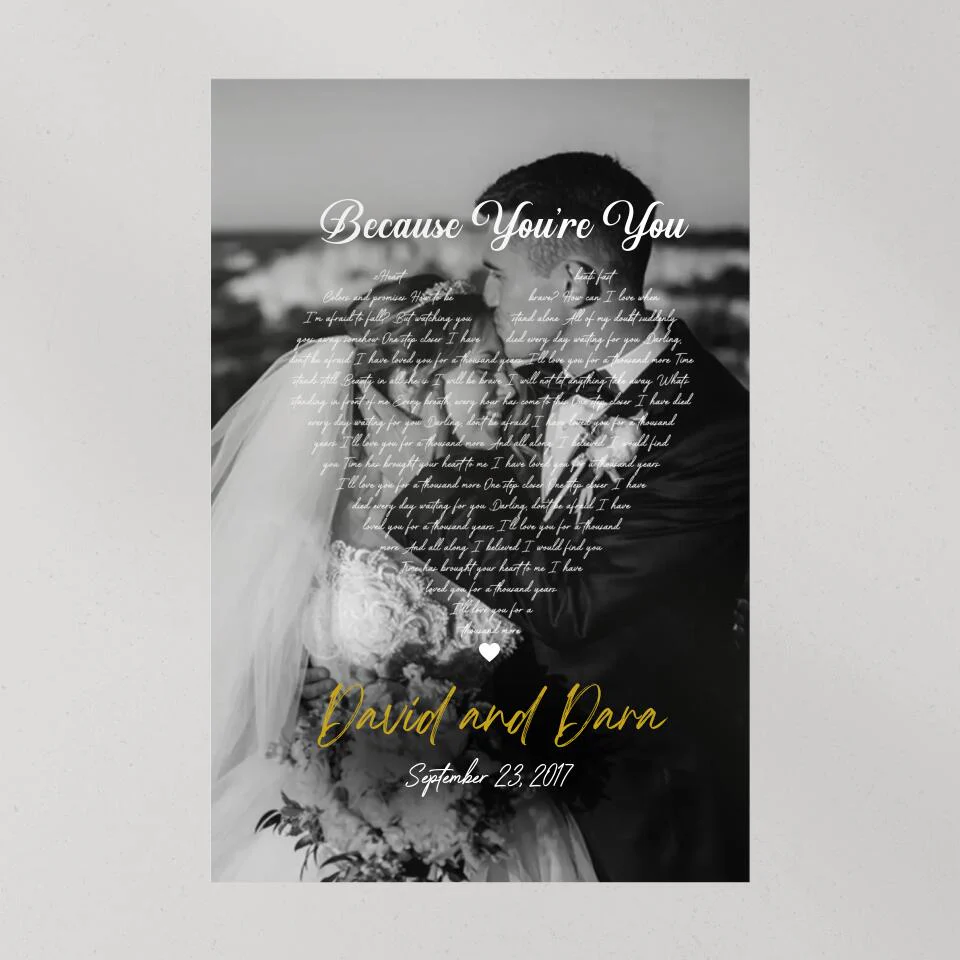 Personalized Favorite Song Lyrics And Photo Custom Canvas Poster Wedding Gifts - Image 2