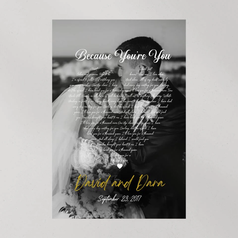 Personalized Favorite Song Lyrics And Photo Custom Canvas Poster Wedding Gifts - Image 3