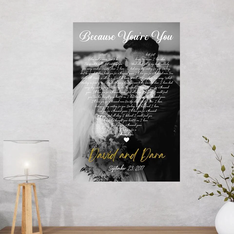 Personalized Favorite Song Lyrics And Photo Custom Canvas Poster Wedding Gifts - Image 4