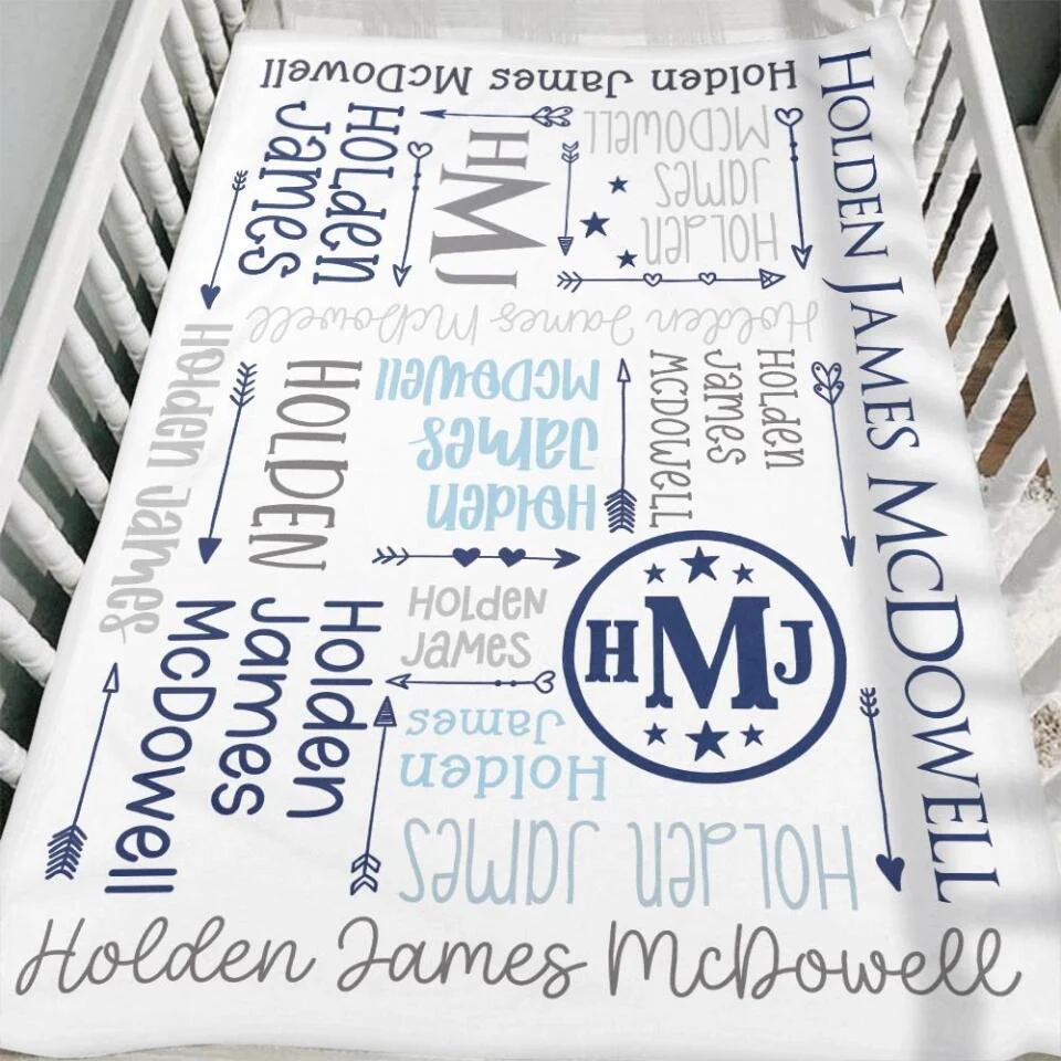 Personalized Gift for Baby- Birthday Gift, Full month baby Gift - Custom Name Fleece Blanket - 209IHNBNBL548 - Image 3