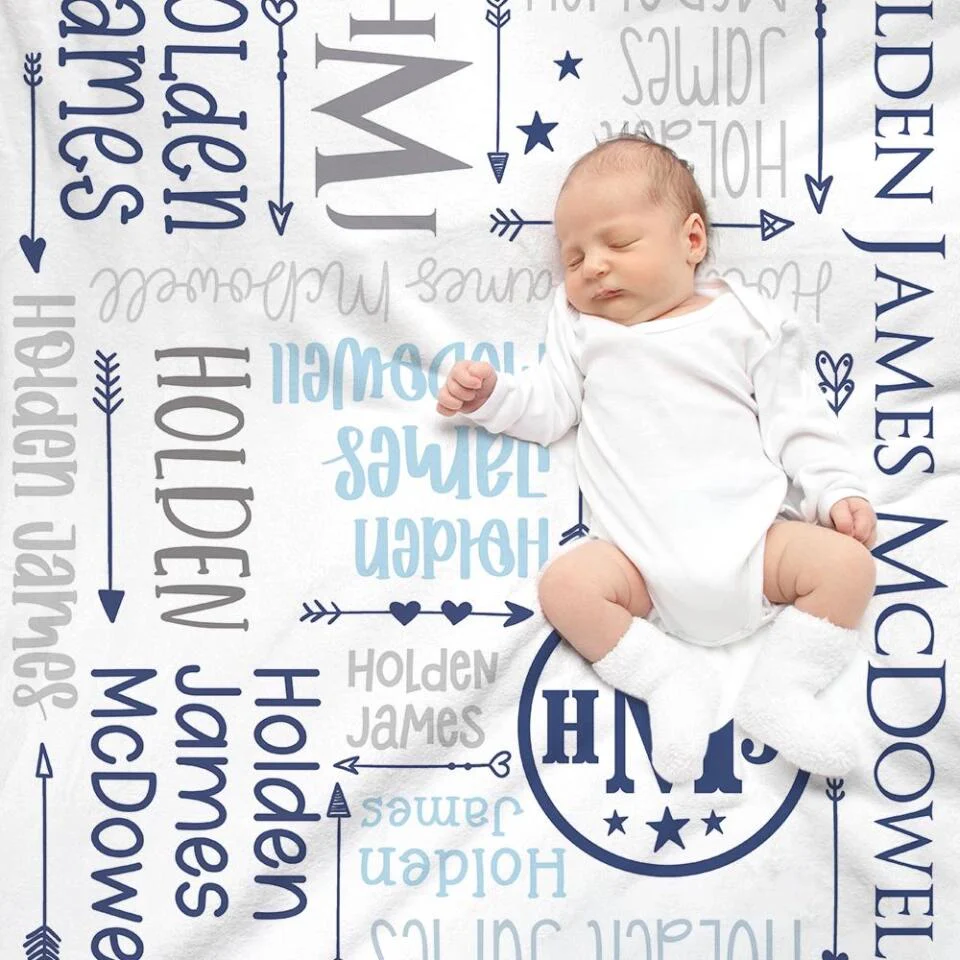 Personalized Gift for Baby- Birthday Gift, Full month baby Gift - Custom Name Fleece Blanket - 209IHNBNBL548 - Image 5