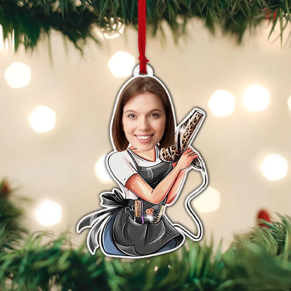 Personalized Hairdresser Face - Custom Upload Photo - Shape Acrylic Ornament - Funny Gift for Hairstylist, Hairdresser, Hair Salon Owners - Image 3