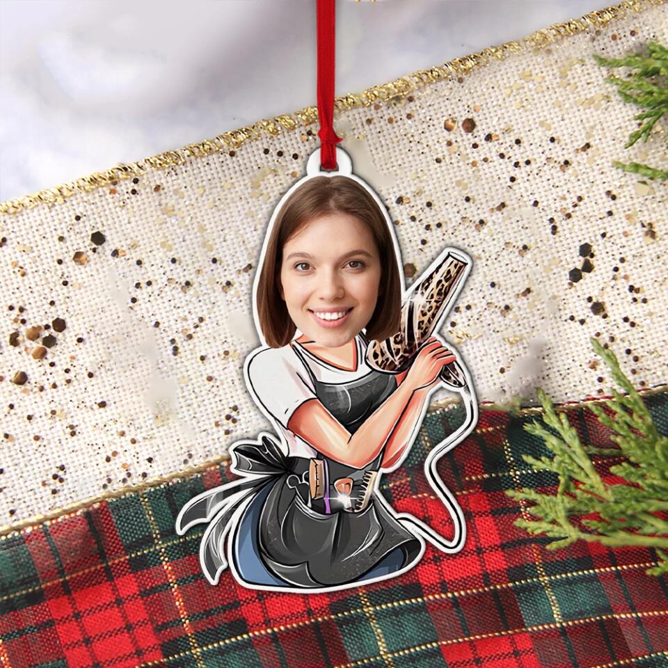 Personalized Hairdresser Face - Custom Upload Photo - Shape Acrylic Ornament - Funny Gift for Hairstylist, Hairdresser, Hair Salon Owners - Image 4