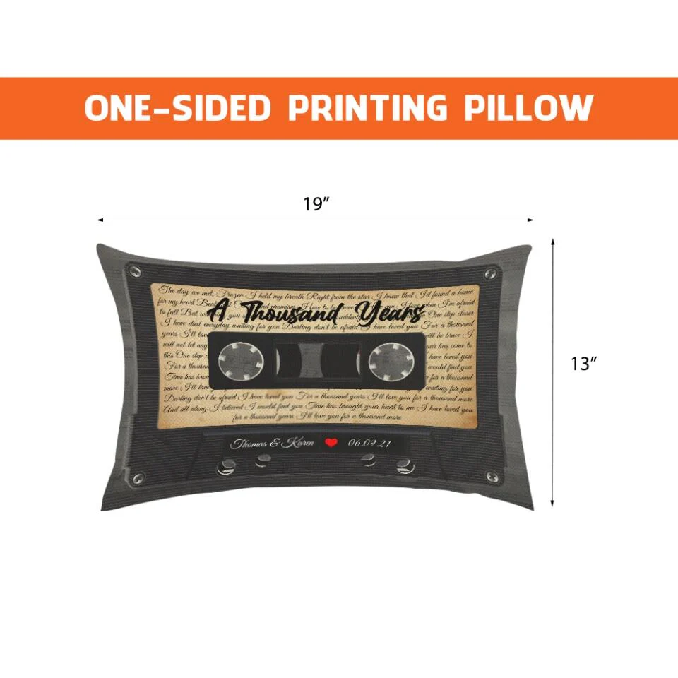 Personalized Valentine Gifts - Personalized Lyrics Cassette Custom Rectangular Pillow Anniversary Gift For Couples - Image 6
