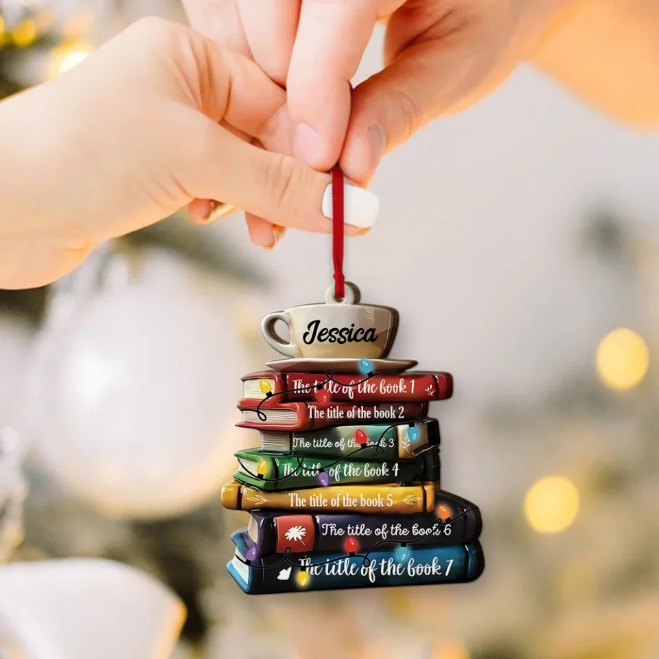 Personalized Name on Bookstack Ornament - Custom Book Title - Librarian, Book Lover Christmas Ornament - Gift for Bookaholic Booknerd, Book Fan - Christmas Hanging Decor - Image 7