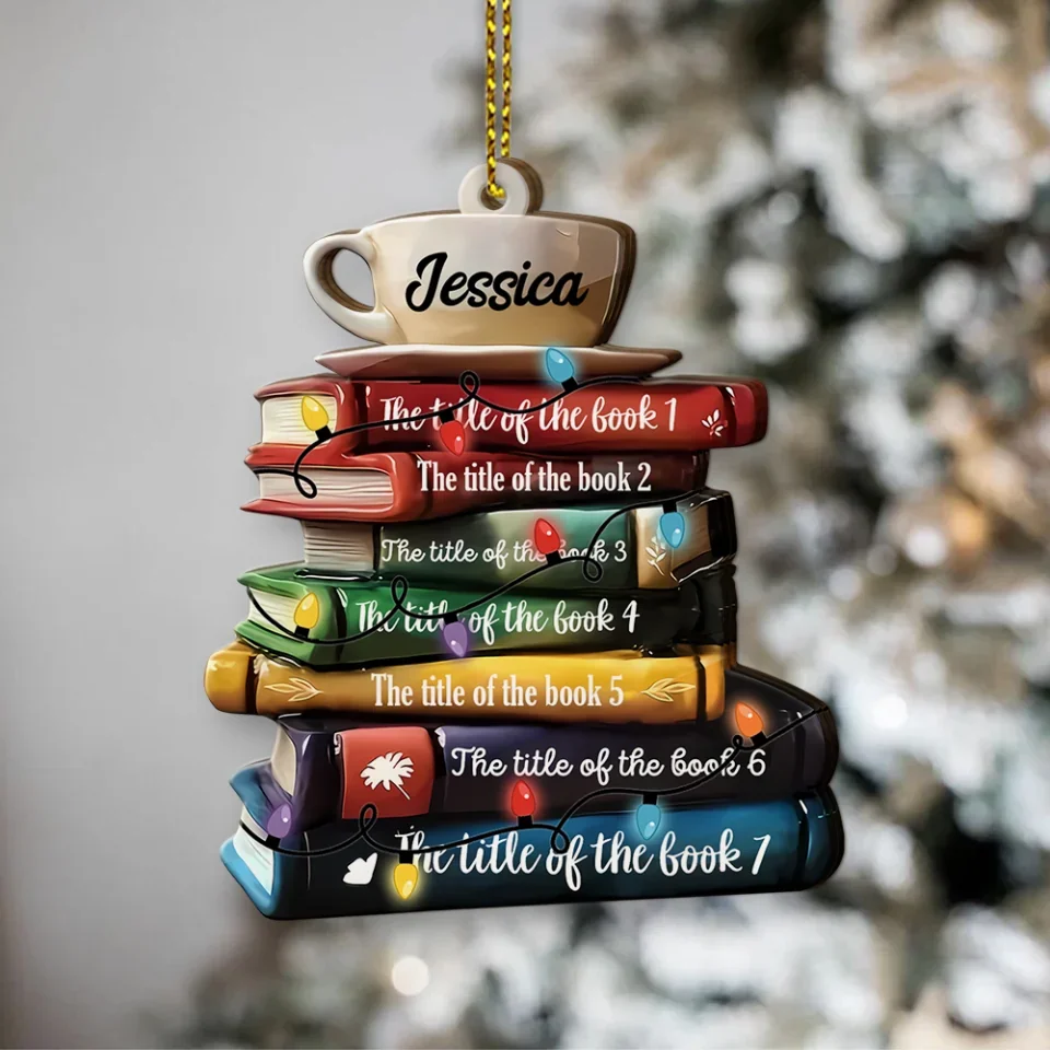 Personalized Name on Bookstack Ornament - Custom Book Title - Librarian, Book Lover Christmas Ornament - Gift for Bookaholic Booknerd, Book Fan - Christmas Hanging Decor - Image 9
