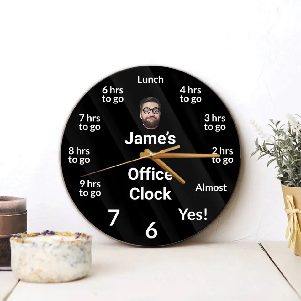 Personalized Office Clock - Custom Name & Face - Wall Clock - Wooden/Acrylic Clock - Funny Gift for Coworker BFF - Birthday Gift - Gift for Best Friends - 302ICNNPWC224
