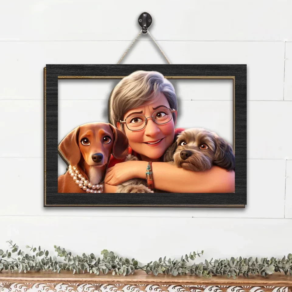 Personalized Pet Photo Cartoon Style - Custom Upload Picture Wooden Sign - Cute Home Decoration - Gift for Pet Owners - Image 3
