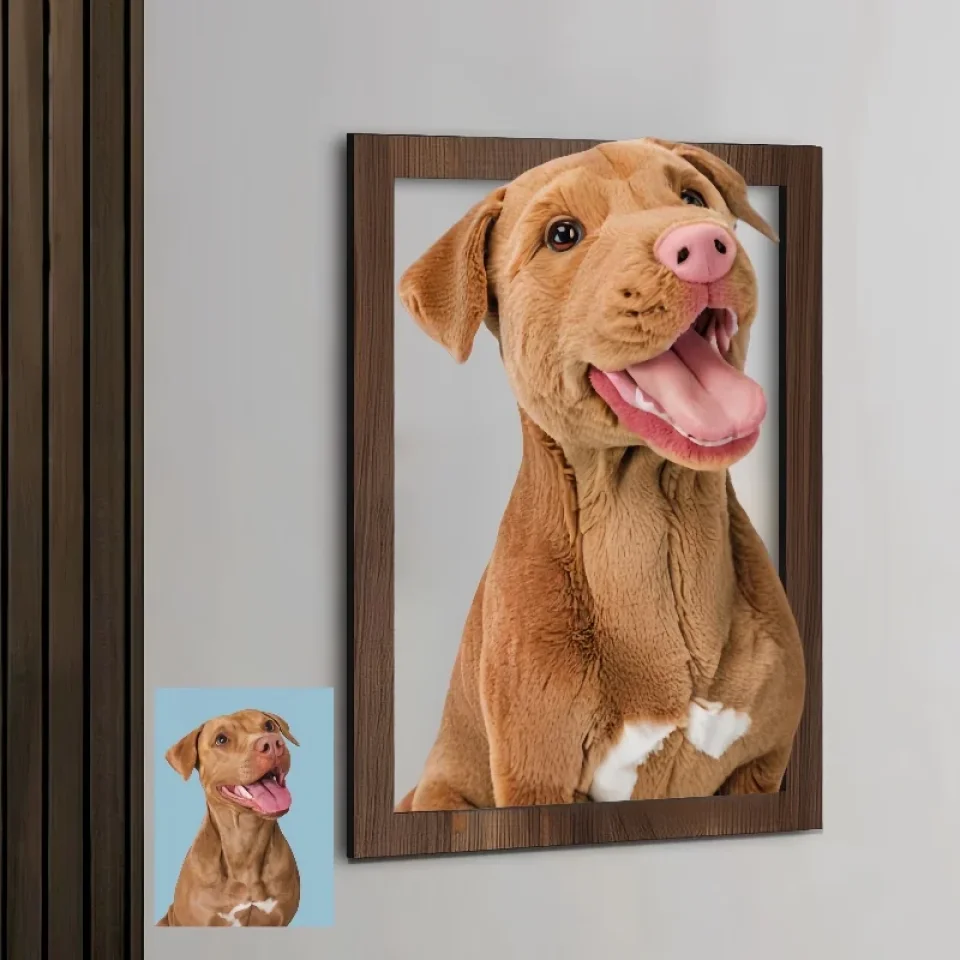 Personalized Pet Portrait Plush Toy Style - Wooden Sign - Gift For Pet Lovers - Image 3