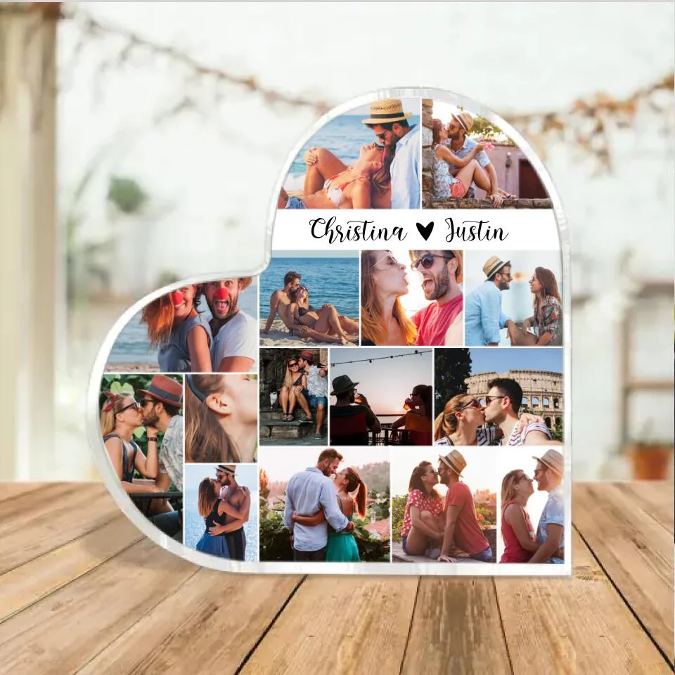 Personalized Photo and Names - Custom Heart Shape Acrylic Plaque - Desk Decorations - Best Christmas Gift for Couple - 210ICNBNAP078 - Image 2
