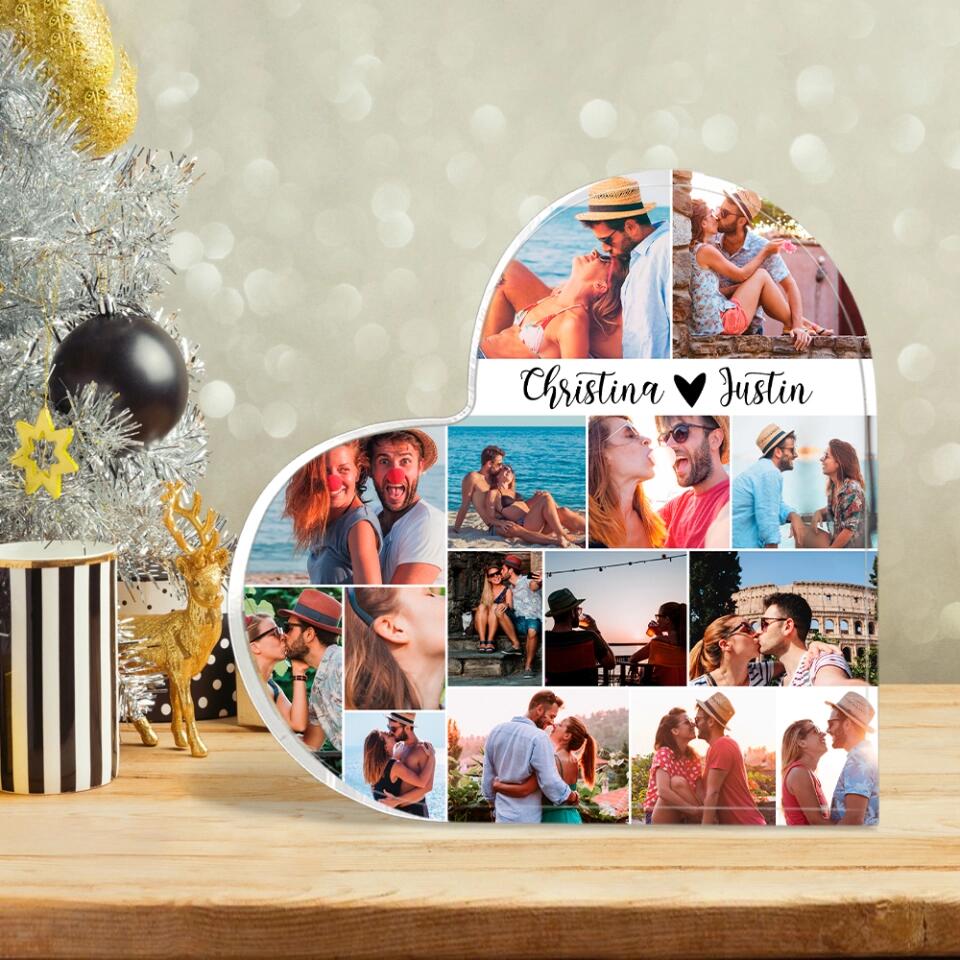 Personalized Photo and Names - Custom Heart Shape Acrylic Plaque - Desk Decorations - Best Christmas Gift for Couple - 210ICNBNAP078 - Image 3