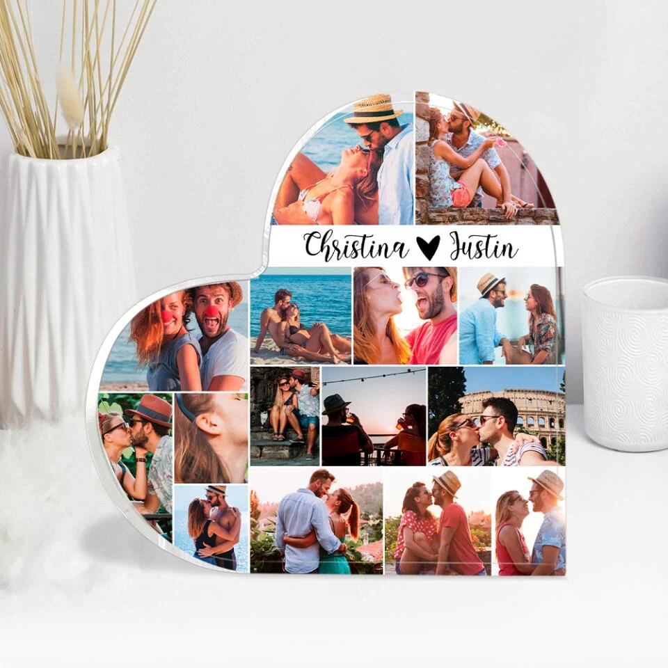 Personalized Photo and Names - Custom Heart Shape Acrylic Plaque - Desk Decorations - Best Christmas Gift for Couple - 210ICNBNAP078 - Image 5