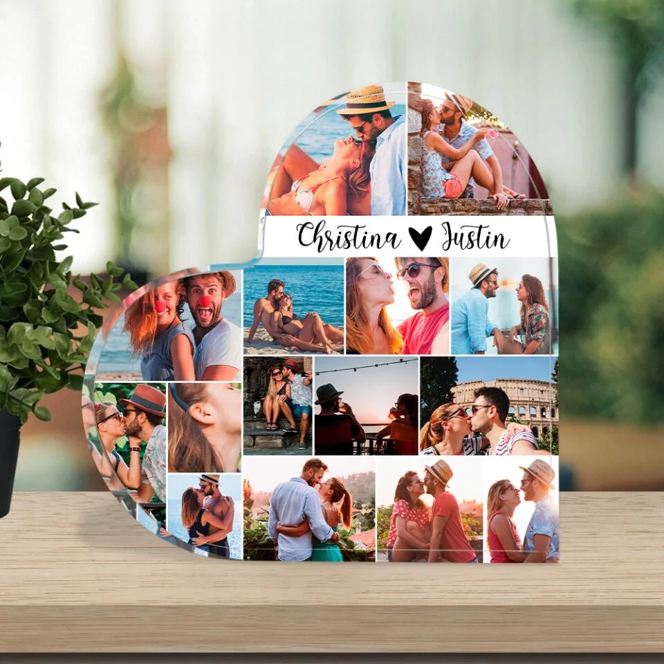 Personalized Photo and Names - Custom Heart Shape Acrylic Plaque - Desk Decorations - Best Christmas Gift for Couple - 210ICNBNAP078 - Image 6