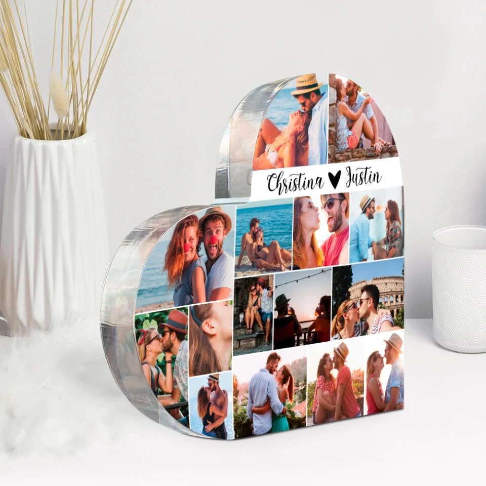 Personalized Photo and Names - Custom Heart Shape Acrylic Plaque - Desk Decorations - Best Christmas Gift for Couple - 210ICNBNAP078 - Image 7