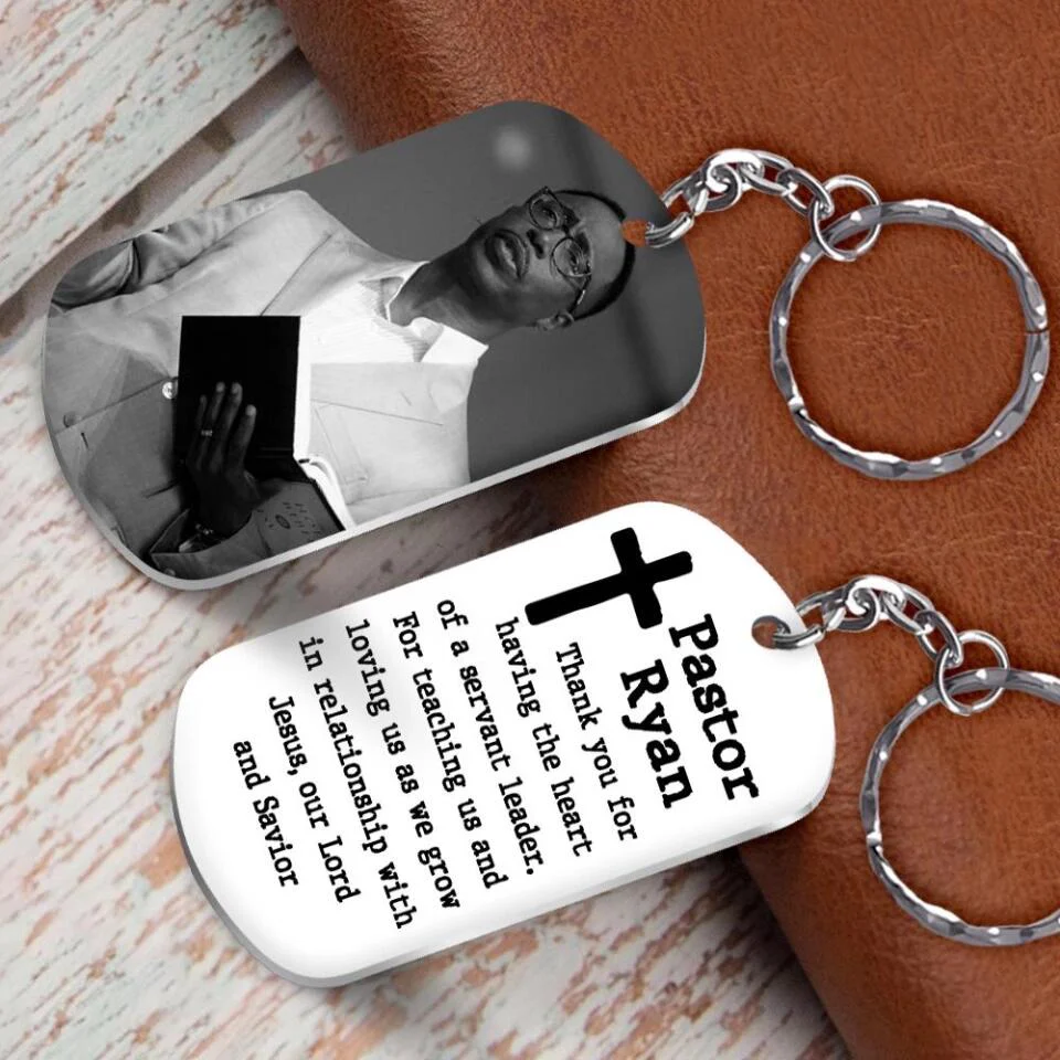Personalized Photo Stainless Steel Keychain - Thank You Gift for Pastors - Image 3