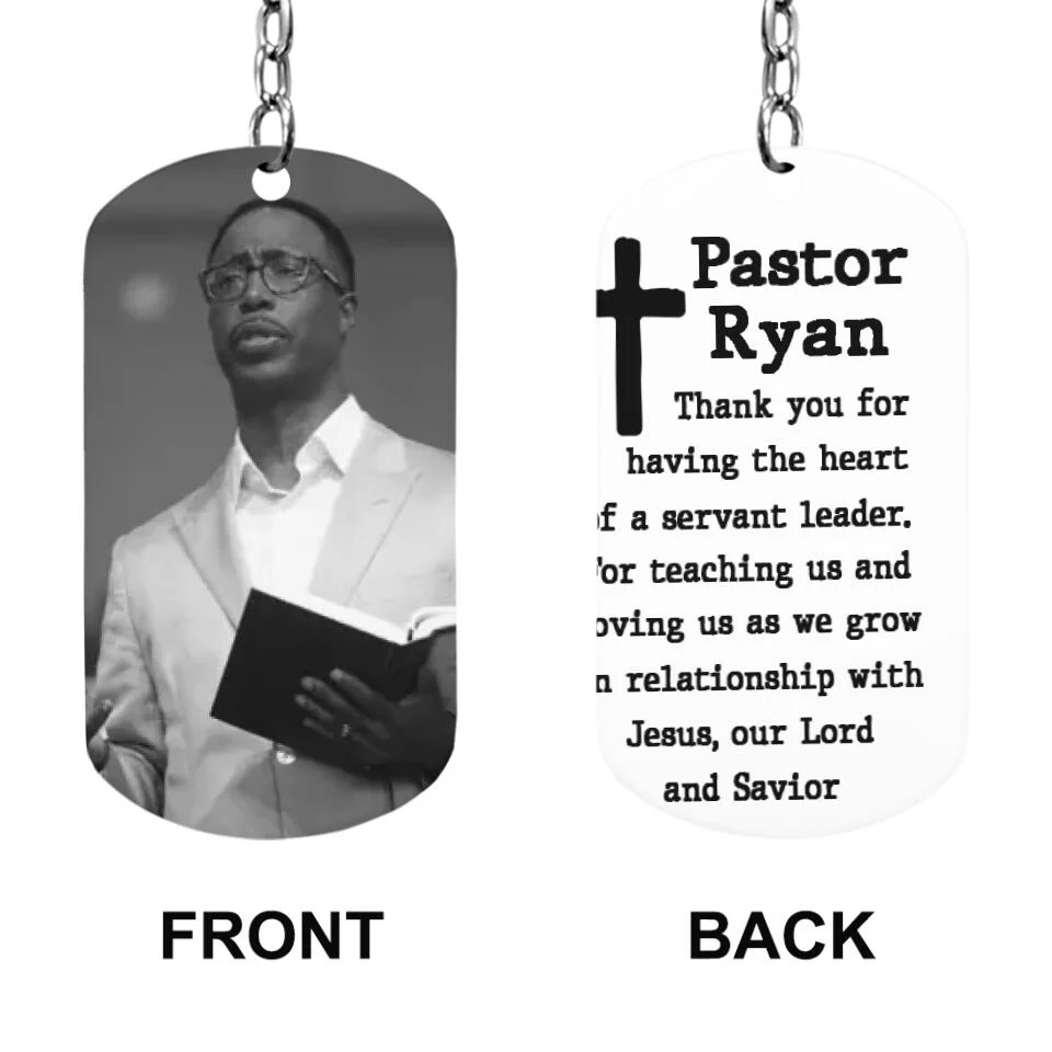 Personalized Photo Stainless Steel Keychain - Thank You Gift for Pastors - Image 4