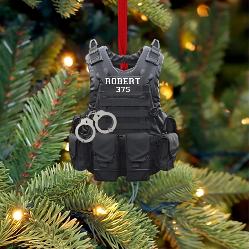 Personalized Police Bulletproof Vest Ornament - Police Uniform Ornament - Gift For Police, Self Gift - Image 2
