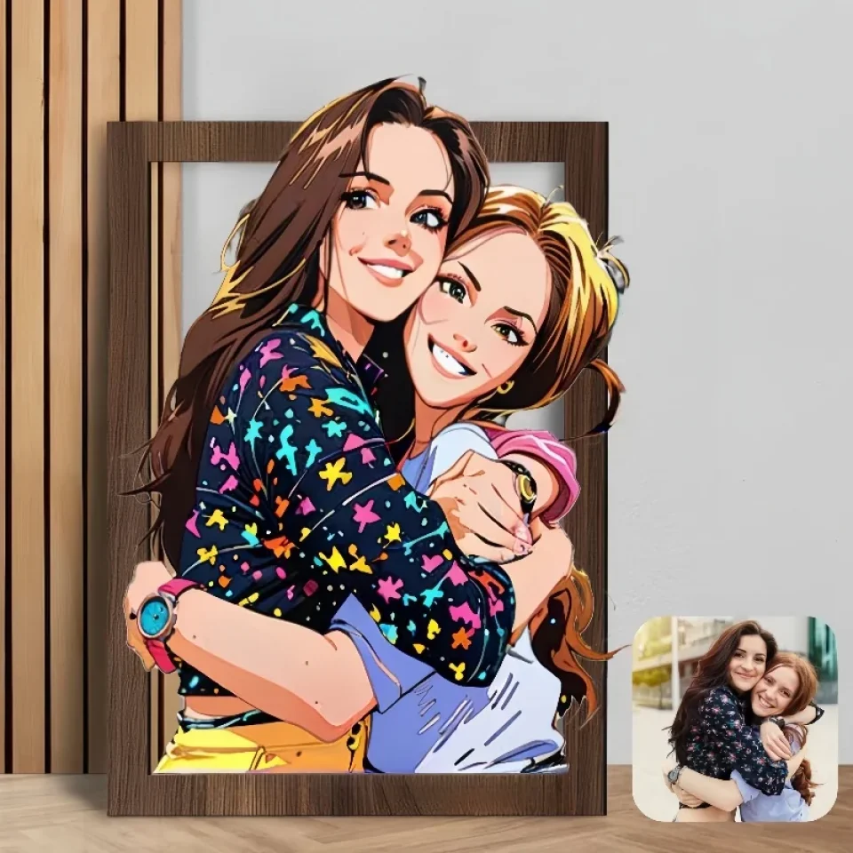 Personalized Retro Anime Photo Portrait - Auto Remove Background - Shape Wooden Sign - Image 5