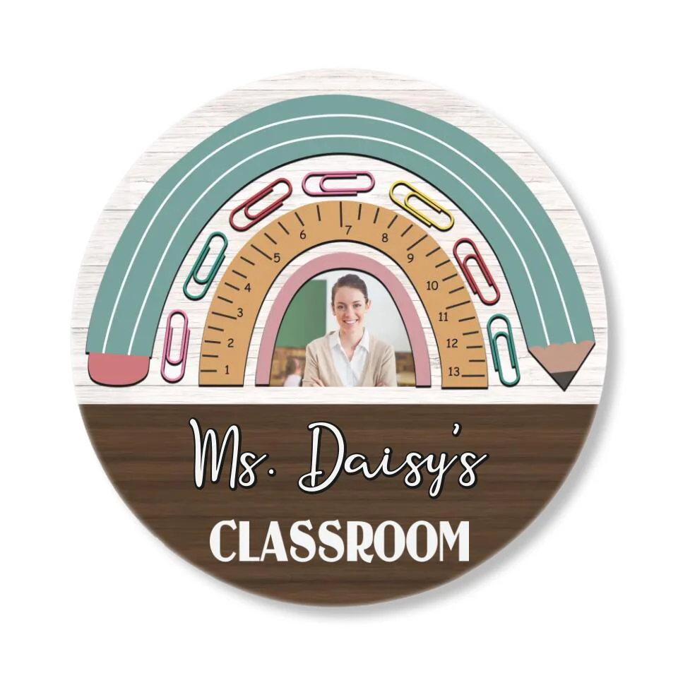 Personalized Round Wood Sign for Teacher - Best Gift for Match Teacher/ Teacher/ Principals - 210IHNNPRW746 - Image 4