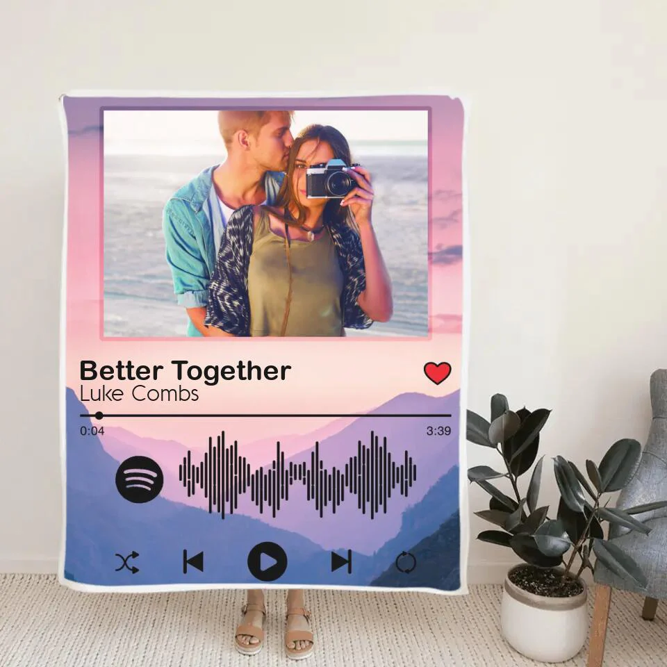Personalized Song Name - Custom Photo Fleece Blanket - Gifts for Couples - Anniversary, Valentine, Christmas Present - Image 3