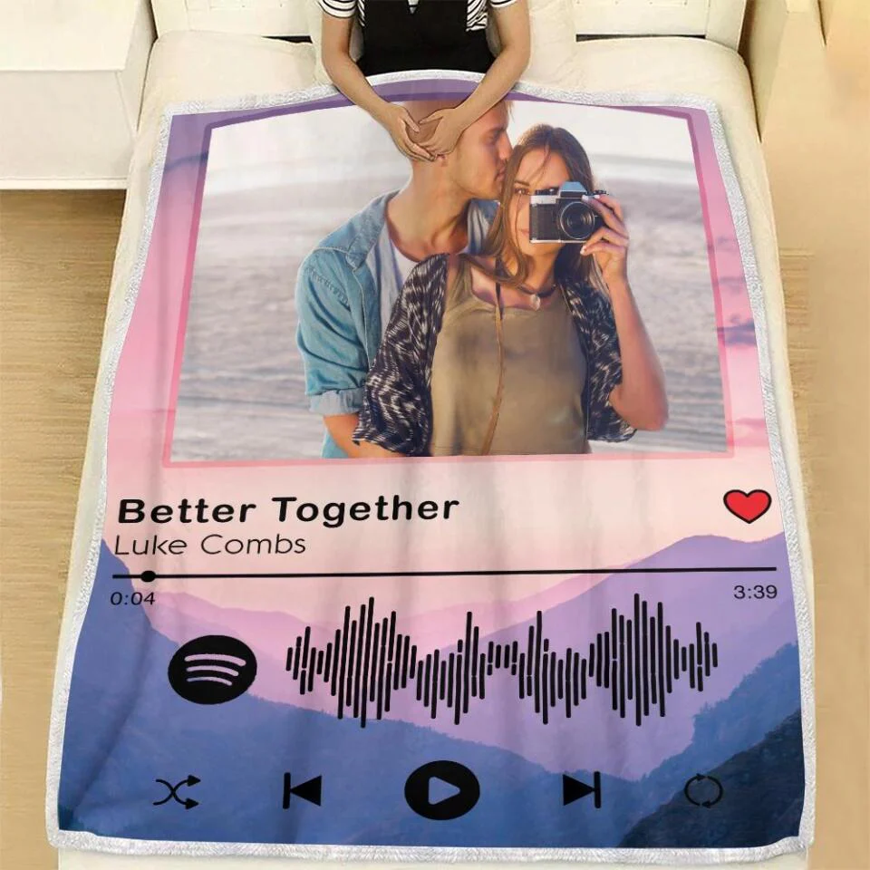 Personalized Song Name - Custom Photo Fleece Blanket - Gifts for Couples - Anniversary, Valentine, Christmas Present - Image 5