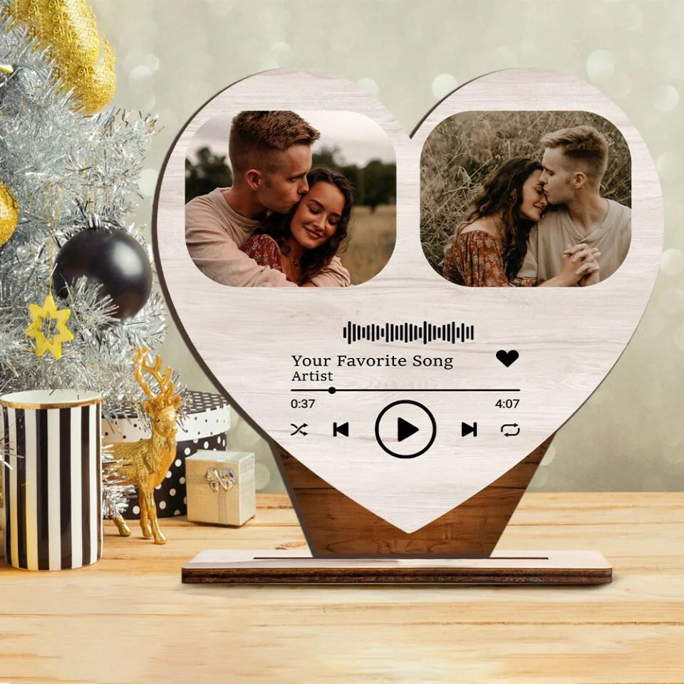 Personalized Valentine Gifts - Save Our Love With Our Favorite Song - Upload Photo Wooden Plaque - Best Gift For Couples - Image 3