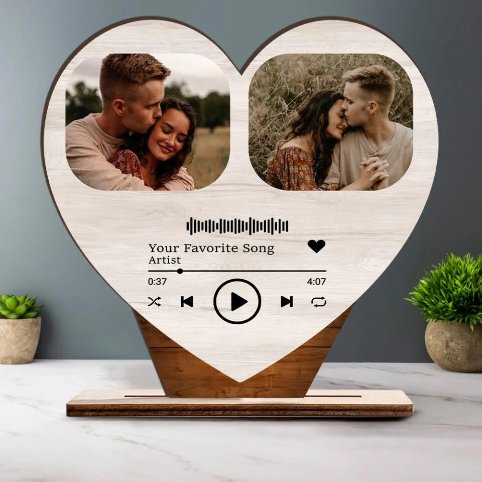 Personalized Valentine Gifts - Save Our Love With Our Favorite Song - Upload Photo Wooden Plaque - Best Gift For Couples - Image 5