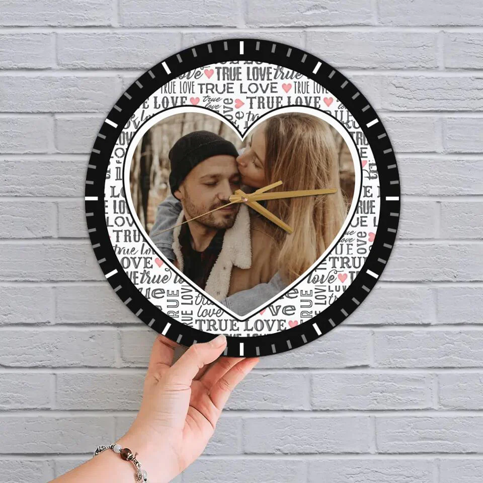 Couple Wooden Sign Personalized Valentine Gifts - True Love In Lifetime - Personalized Upload Photo Wall Clock - Romantic Gift For Couples For Him/Her For Husband/Wife - Image 5