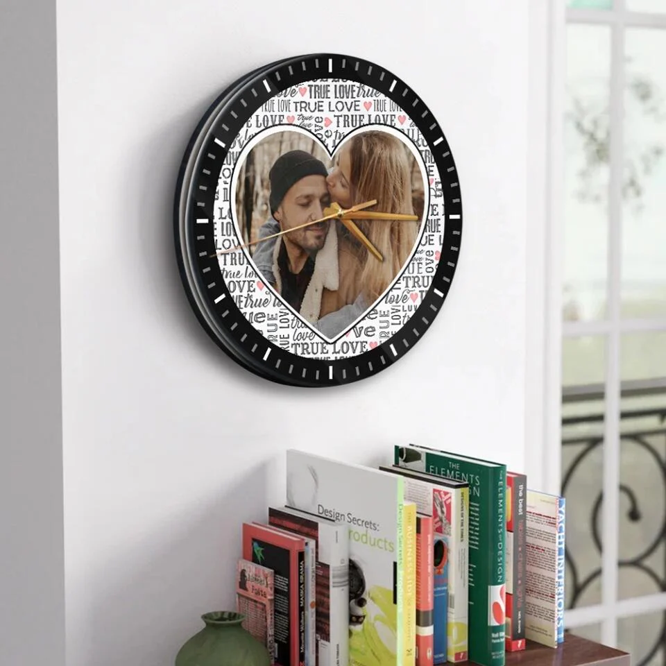 Couple Wooden Sign Personalized Valentine Gifts - True Love In Lifetime - Personalized Upload Photo Wall Clock - Romantic Gift For Couples For Him/Her For Husband/Wife - Image 6