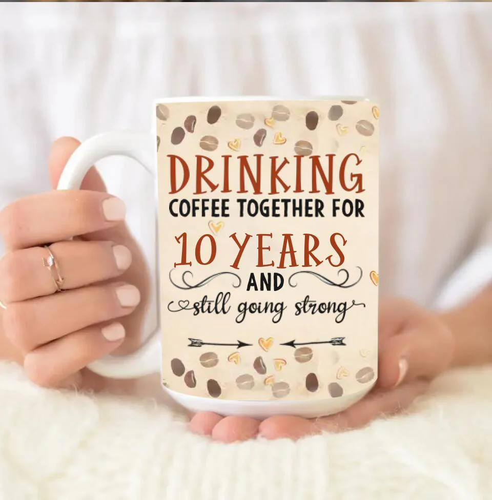 Personalized Valentine Gifts - Drinking Coffee Together Personalized White Mug - Image 9