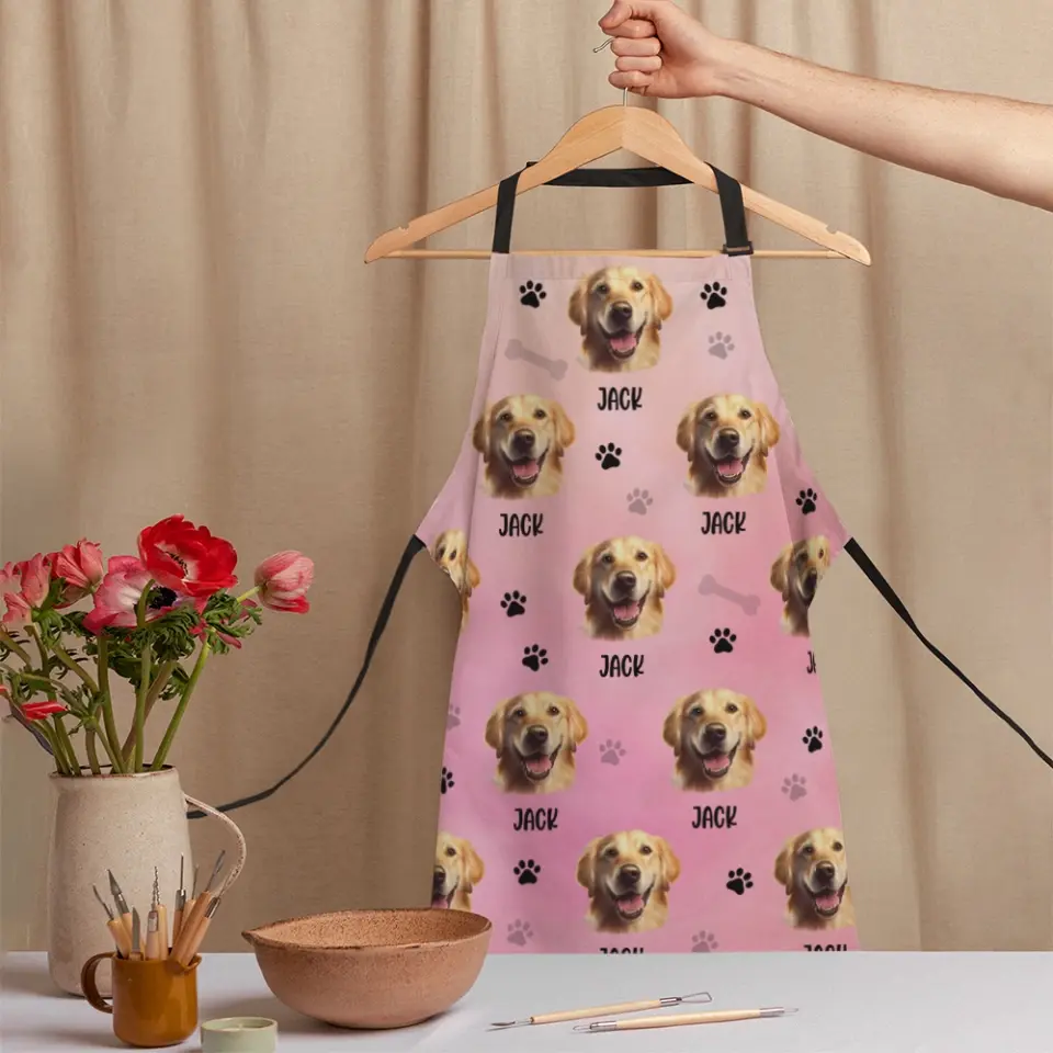 Pet Hand Printed - Custom Face and Name Apron - Gift for Pet Lovers For Dog/Cat Lovers - Image 4