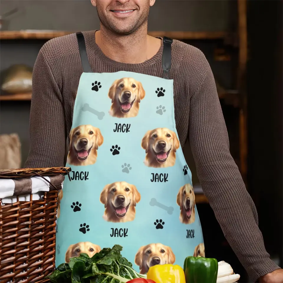 Pet Hand Printed - Custom Face and Name Apron - Gift for Pet Lovers For Dog/Cat Lovers - Image 5