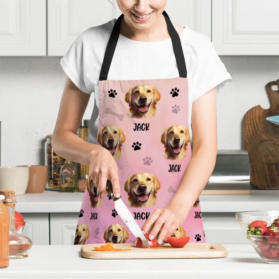 Pet Hand Printed - Custom Face and Name Apron - Gift for Pet Lovers For Dog/Cat Lovers - Image 6