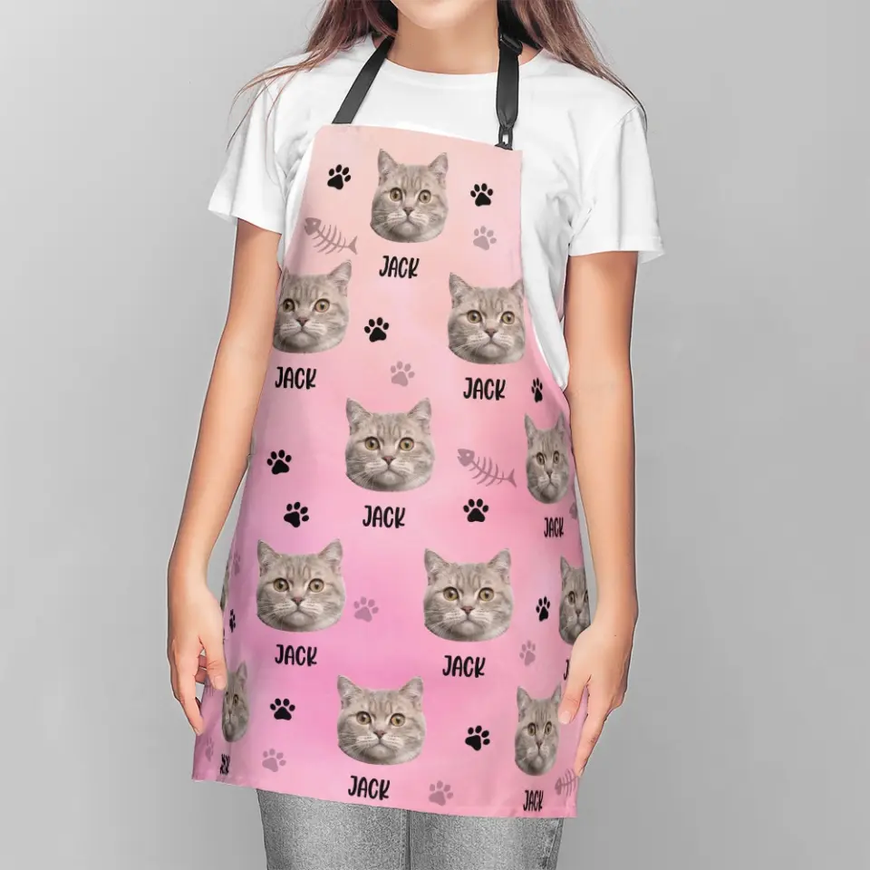 Pet Hand Printed - Custom Face and Name Apron - Gift for Pet Lovers For Dog/Cat Lovers - Image 8