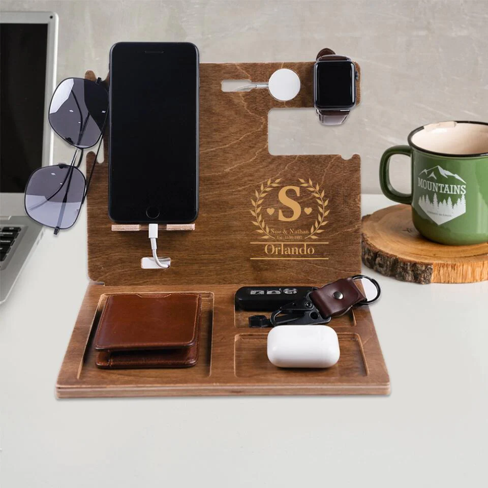 Personalized Valentine Gifts - Phone Clock Holder - Personalized Dock Station - Anniversary Gift for Him - Image 6