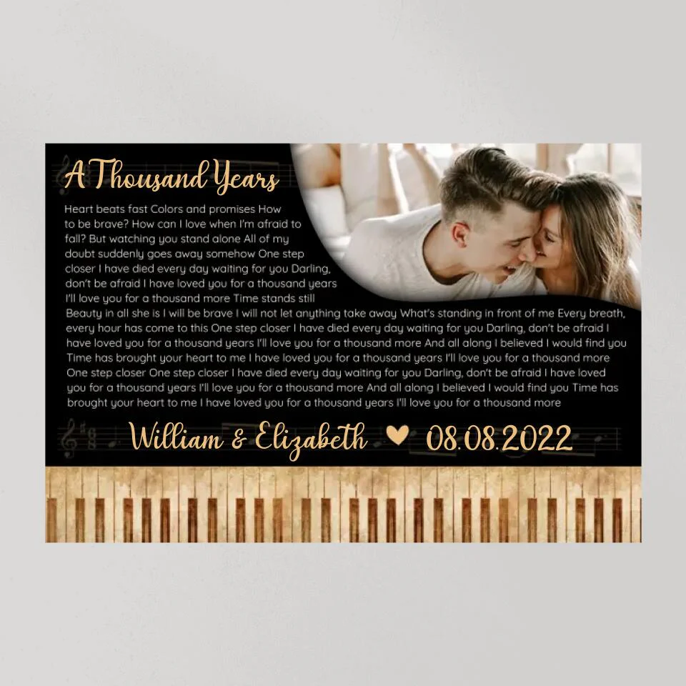 Piano Art Favorite Song Lyrics Custom Canvas Poster Anniversary Gift For Couples - Image 10