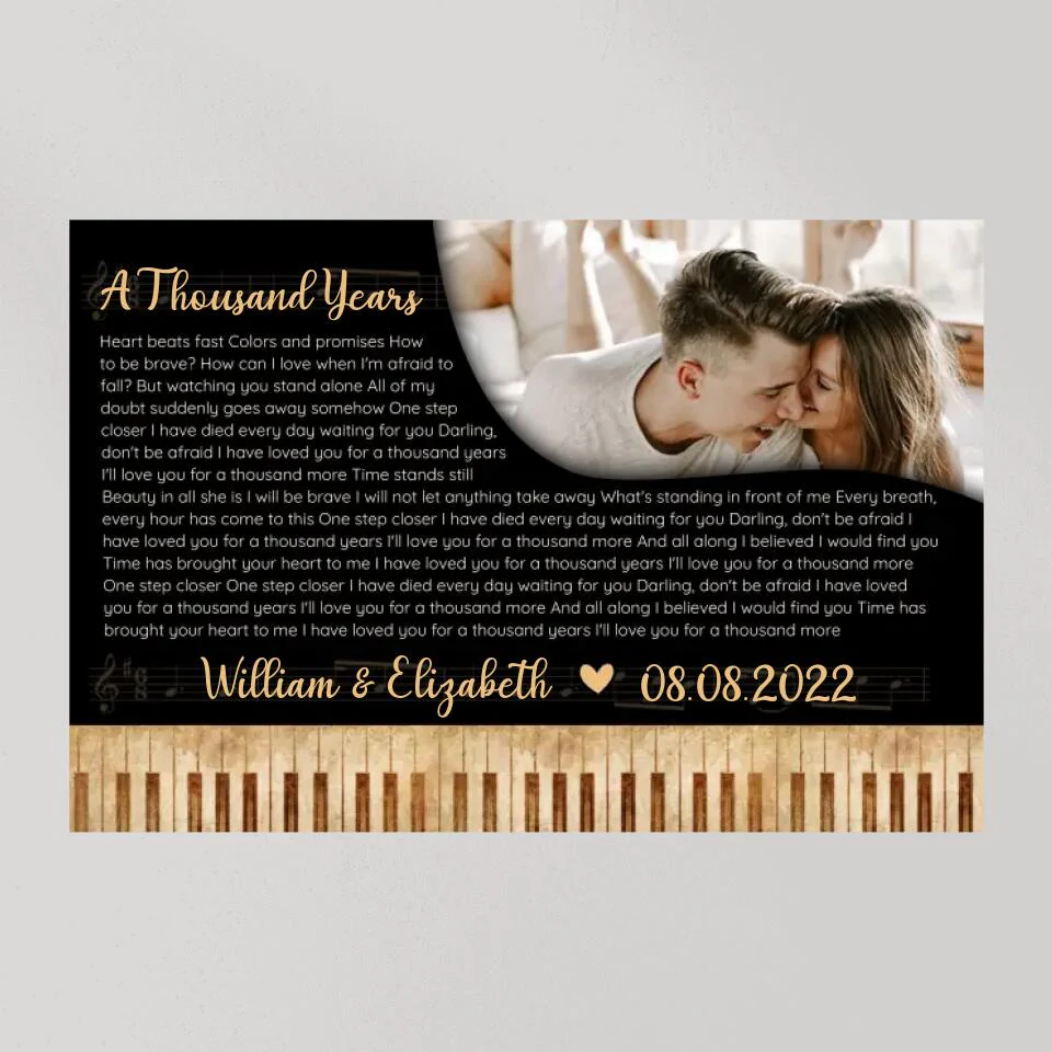Piano Art Favorite Song Lyrics Custom Canvas Poster Anniversary Gift For Couples - Image 11