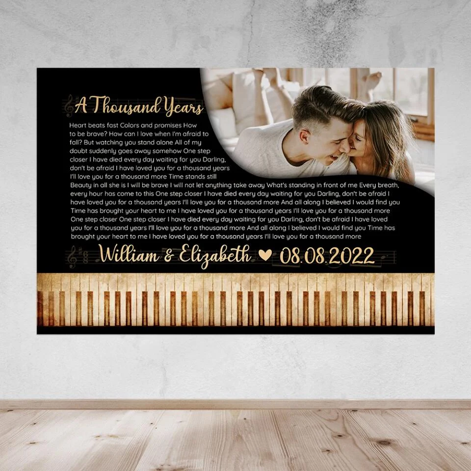Piano Art Favorite Song Lyrics Custom Canvas Poster Anniversary Gift For Couples - Image 14
