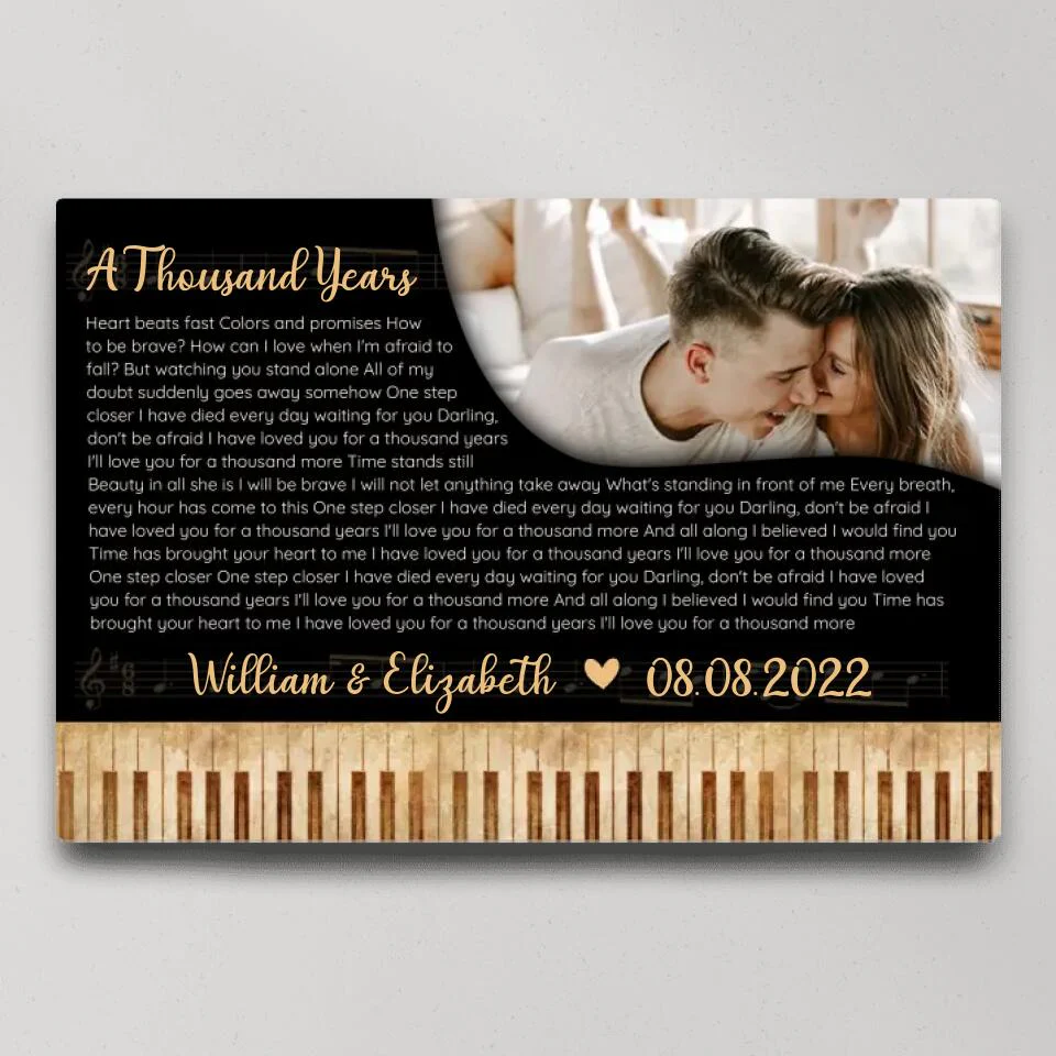 Piano Art Favorite Song Lyrics Custom Canvas Poster Anniversary Gift For Couples - Image 3