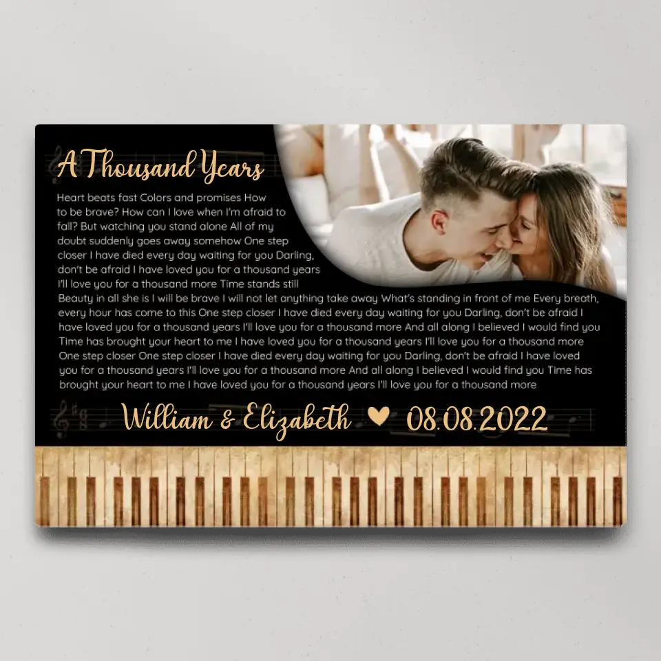 Piano Art Favorite Song Lyrics Custom Canvas Poster Anniversary Gift For Couples - Image 4